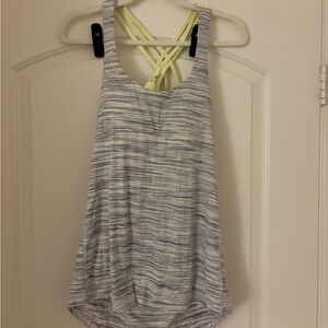 Lululemon Athletica Gray Striped Tank Top with Yellow Straps